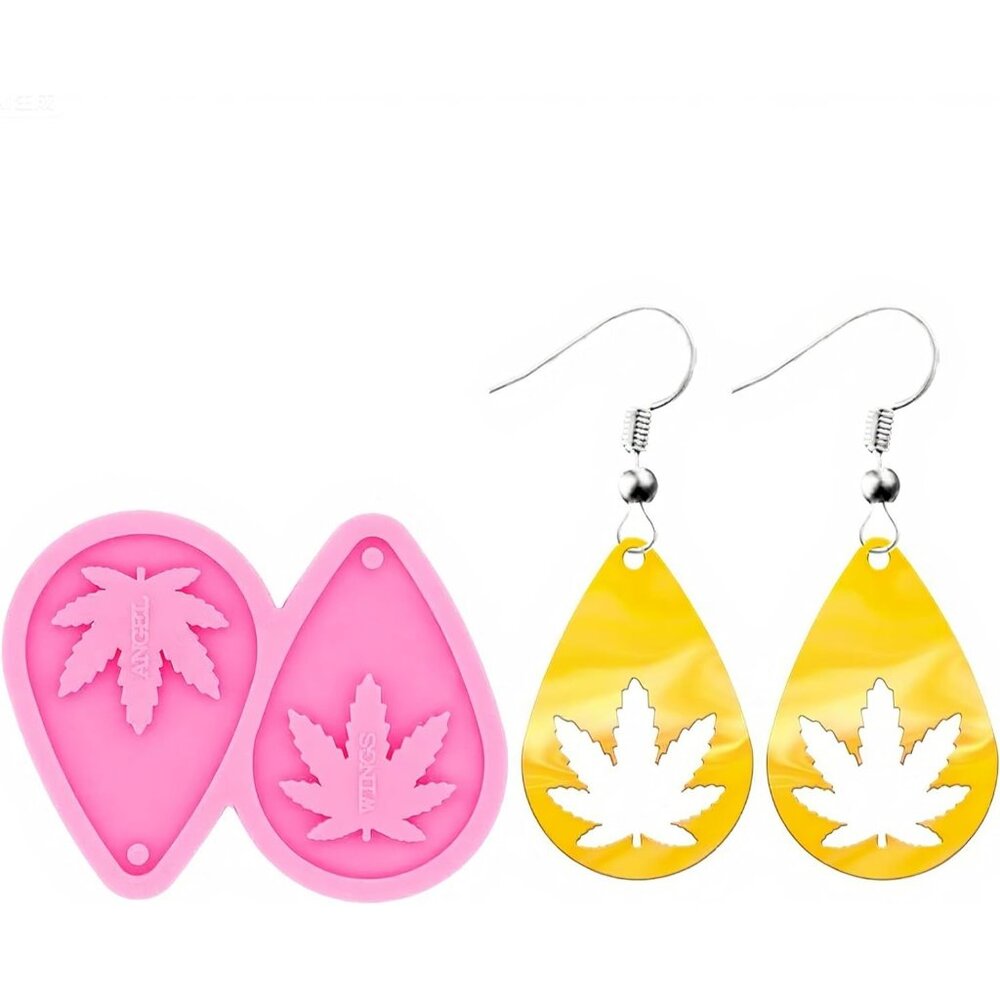 Resin Earring Mold With Tear Drop And Maple Leaf Shape - Silicone Jewelry Molds